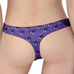 Purple Boston Terrier Pattern Print Women's Thong