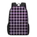 Purple Buffalo Plaid Print 17 Inch Backpack