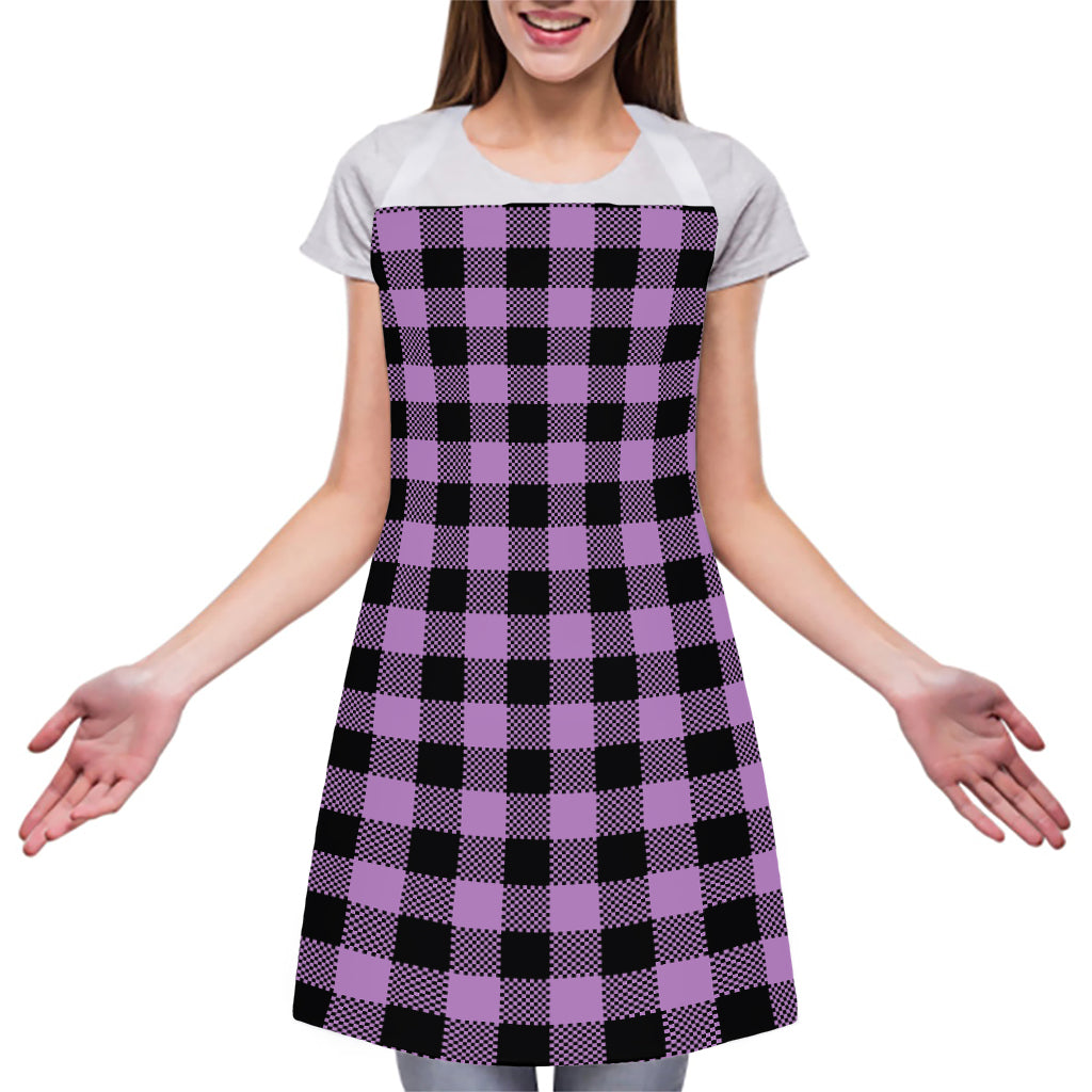 Purple Buffalo Plaid Print Adjustable Apron
