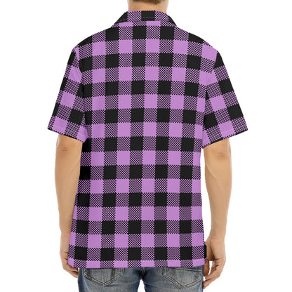 Purple Buffalo Plaid Print Aloha Shirt