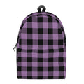 Purple Buffalo Plaid Print School Backpack