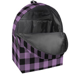 Purple Buffalo Plaid Print Backpack