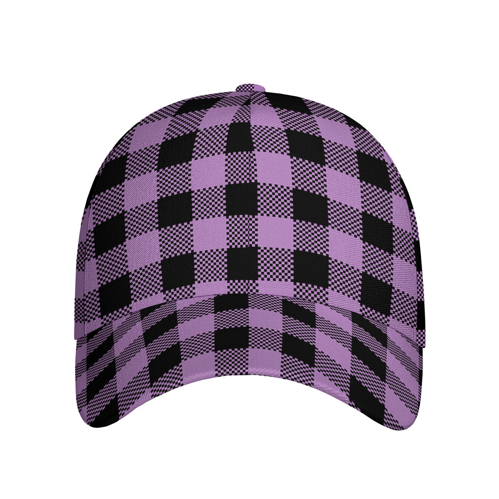 Purple Buffalo Plaid Print Baseball Cap