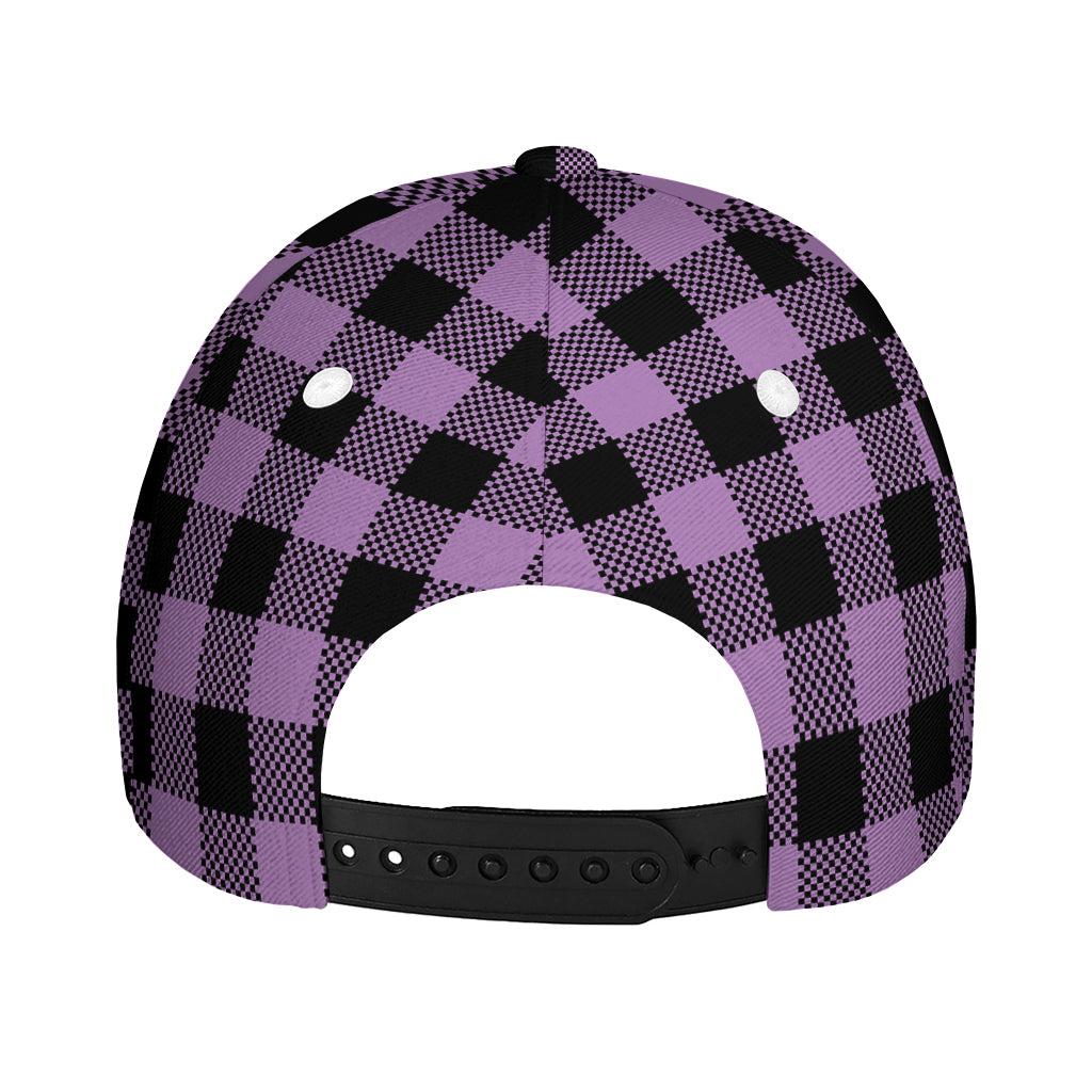 Purple Buffalo Plaid Print Baseball Cap