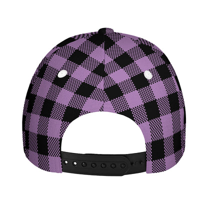 Purple Buffalo Plaid Print Baseball Cap
