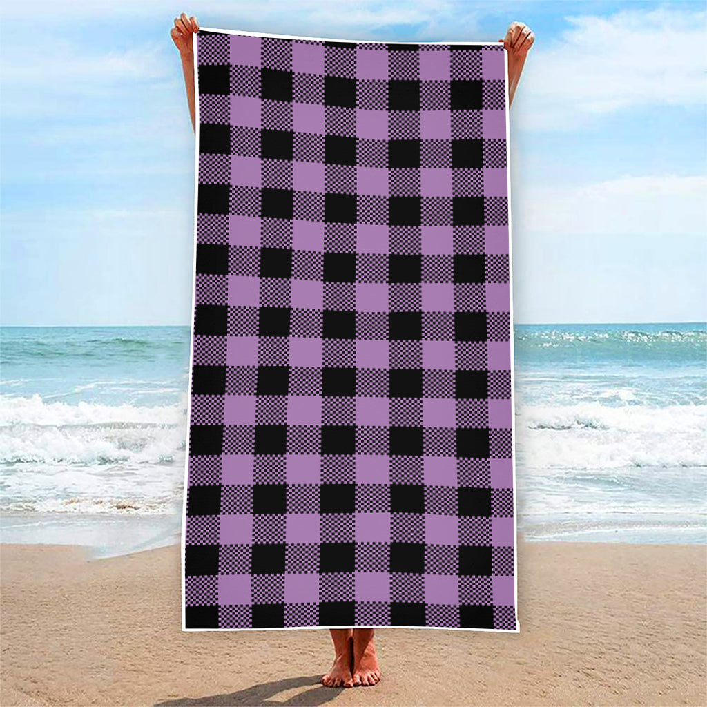 Purple Buffalo Plaid Print Beach Towel