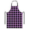 Purple Buffalo Plaid Print Bib Apron With Pocket