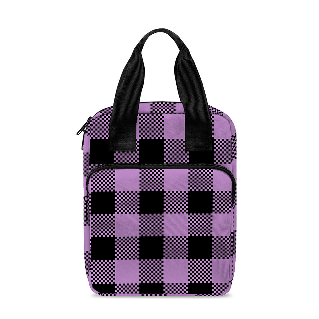 Purple Buffalo Plaid Print Bible Tote Bag