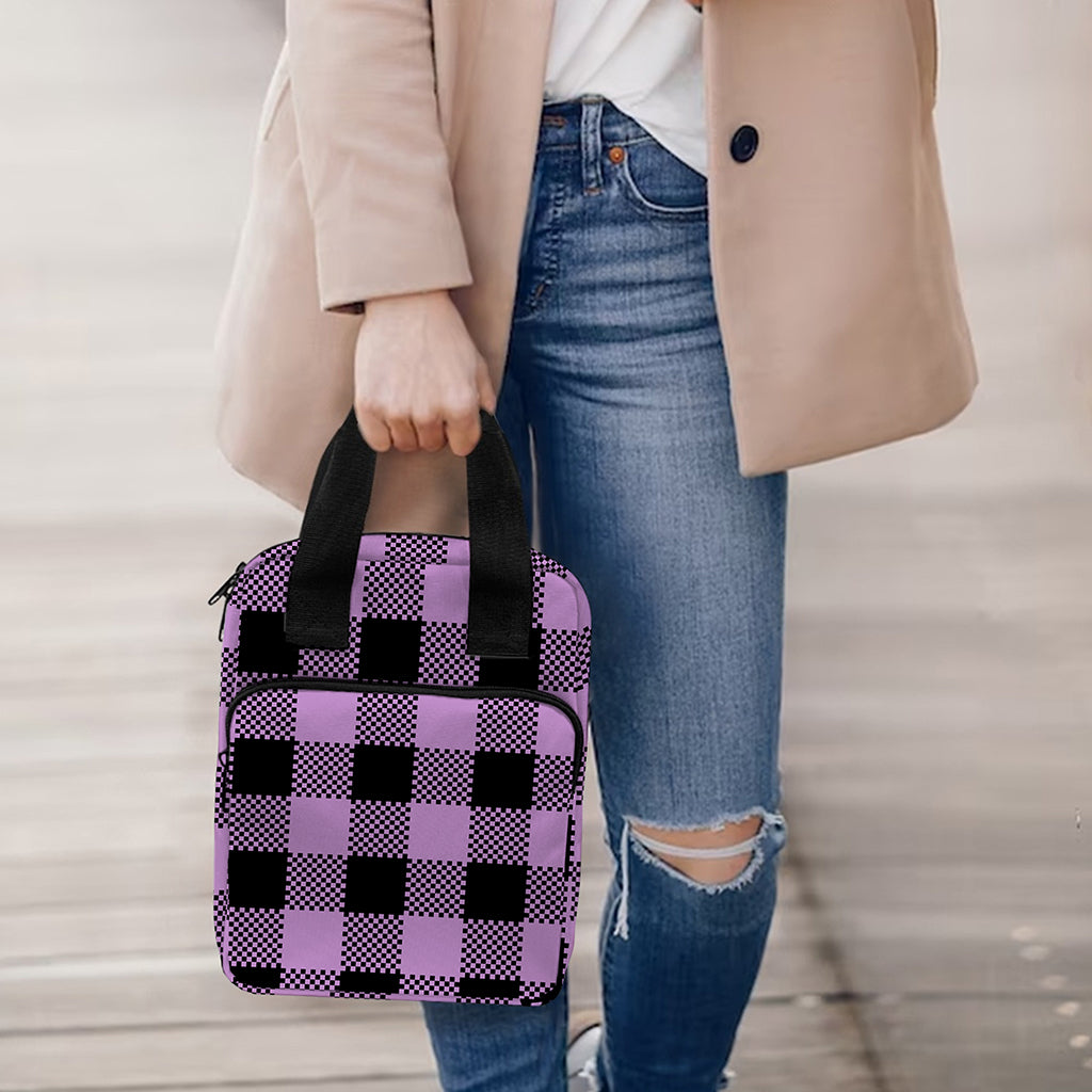Purple Buffalo Plaid Print Bible Tote Bag