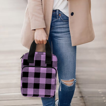 Purple Buffalo Plaid Print Bible Tote Bag