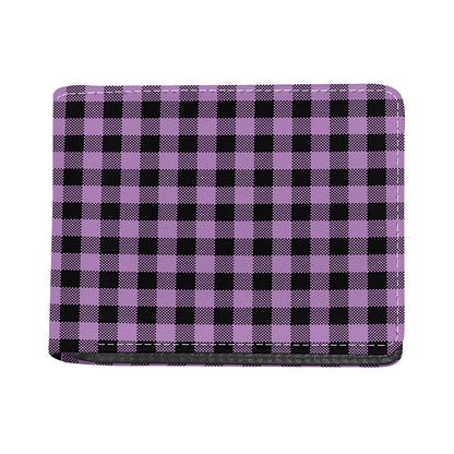 Purple Buffalo Plaid Print Bifold Wallet