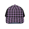 Purple Buffalo Plaid Print Black Mesh Trucker Hat