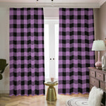 Purple Buffalo Plaid Print Blackout Pencil Pleat Curtains