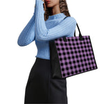 Purple Buffalo Plaid Print Canvas Tote Bag