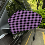 Purple Buffalo Plaid Print Car Side Mirror Covers