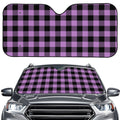 Purple Buffalo Plaid Print Car Windshield Sun Shade