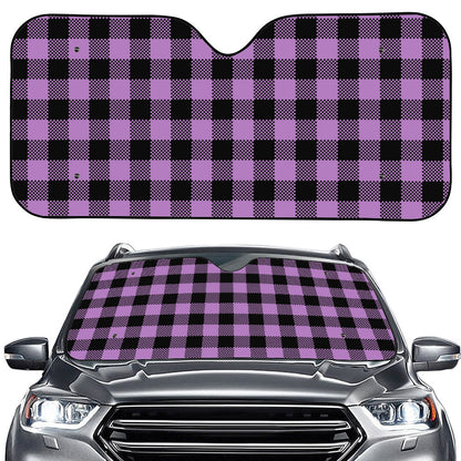 Purple Buffalo Plaid Print Car Windshield Sun Shade