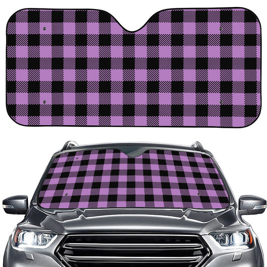 Purple Buffalo Plaid Print Car Windshield Sun Shade