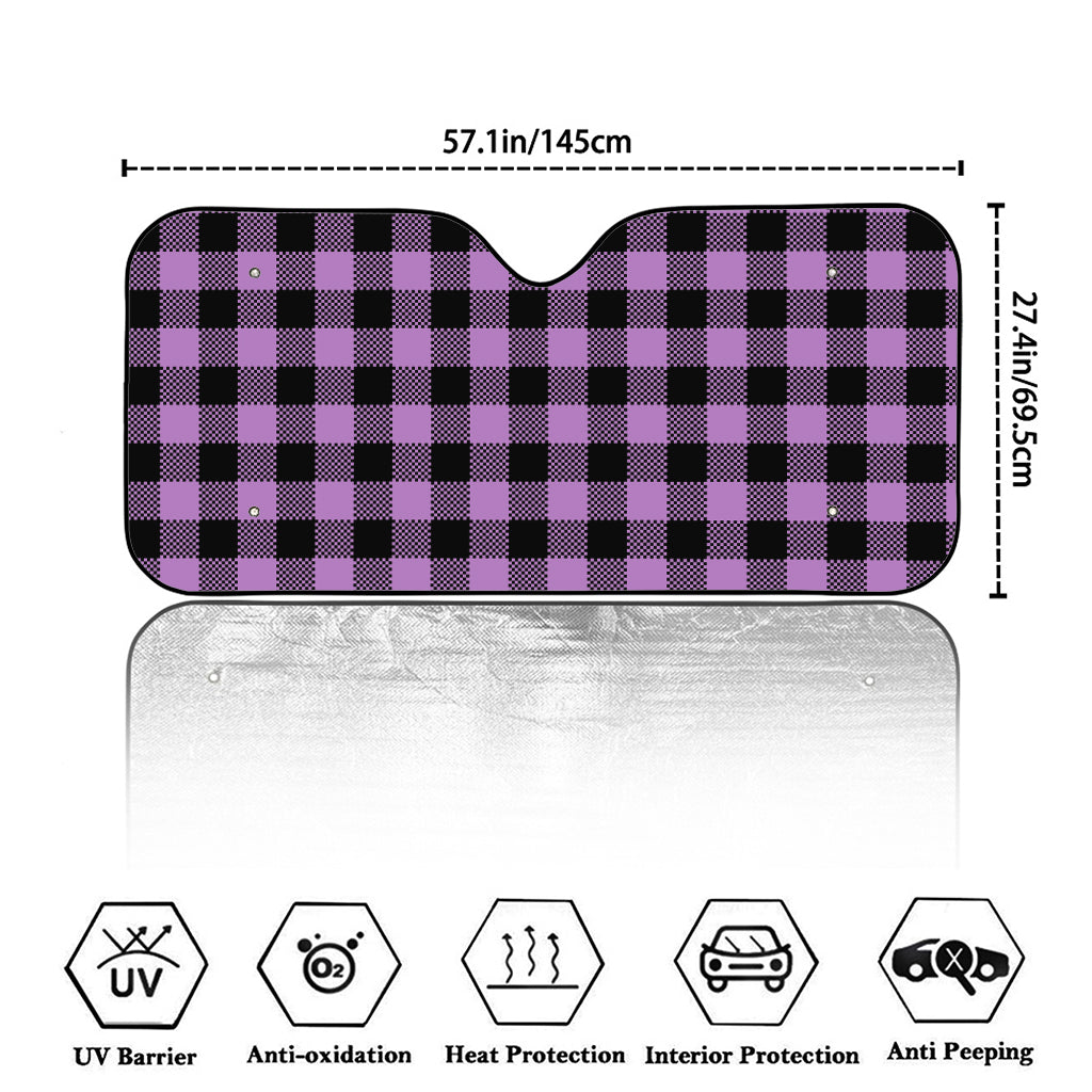 Purple Buffalo Plaid Print Car Windshield Sun Shade
