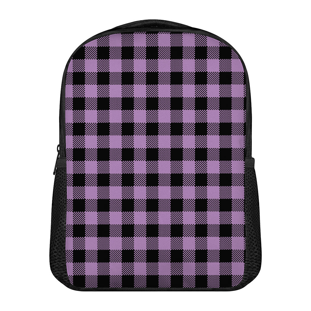 Purple Buffalo Plaid Print Casual Backpack
