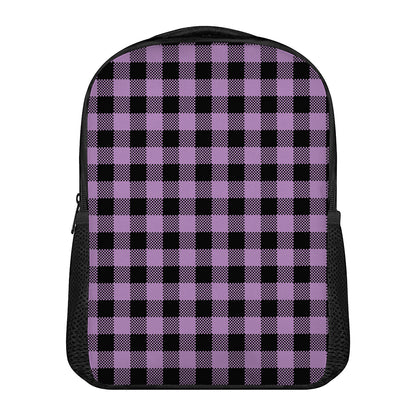 Purple Buffalo Plaid Print Casual Backpack