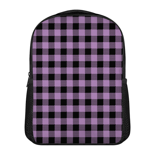 Purple Buffalo Plaid Print Casual Backpack