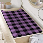 Purple Buffalo Plaid Print Changing Pad Cover