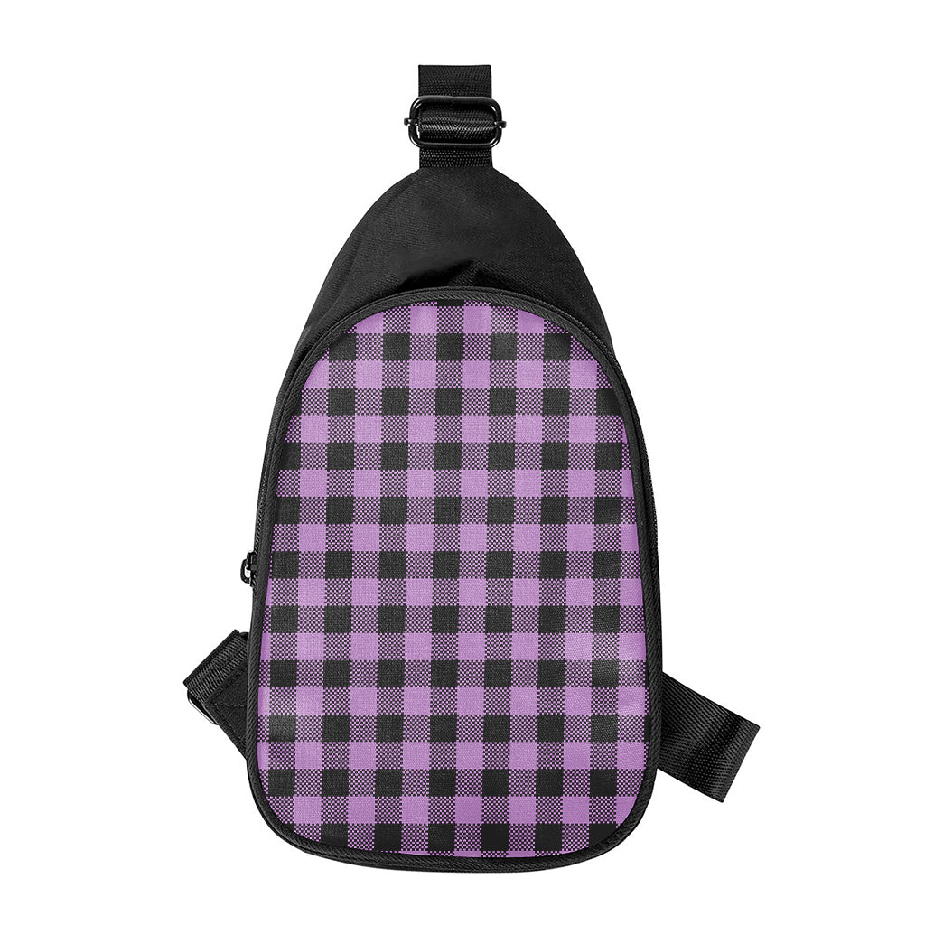 Purple Buffalo Plaid Print Chest Bag