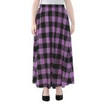 Purple Buffalo Plaid Print Chiffon Maxi Skirt