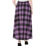 Purple Buffalo Plaid Print Chiffon Maxi Skirt