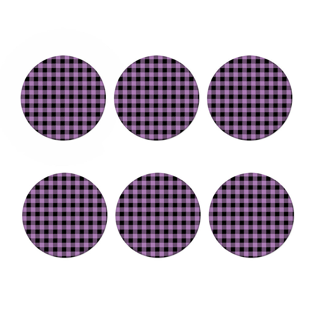 Purple Buffalo Plaid Print Coaster Set