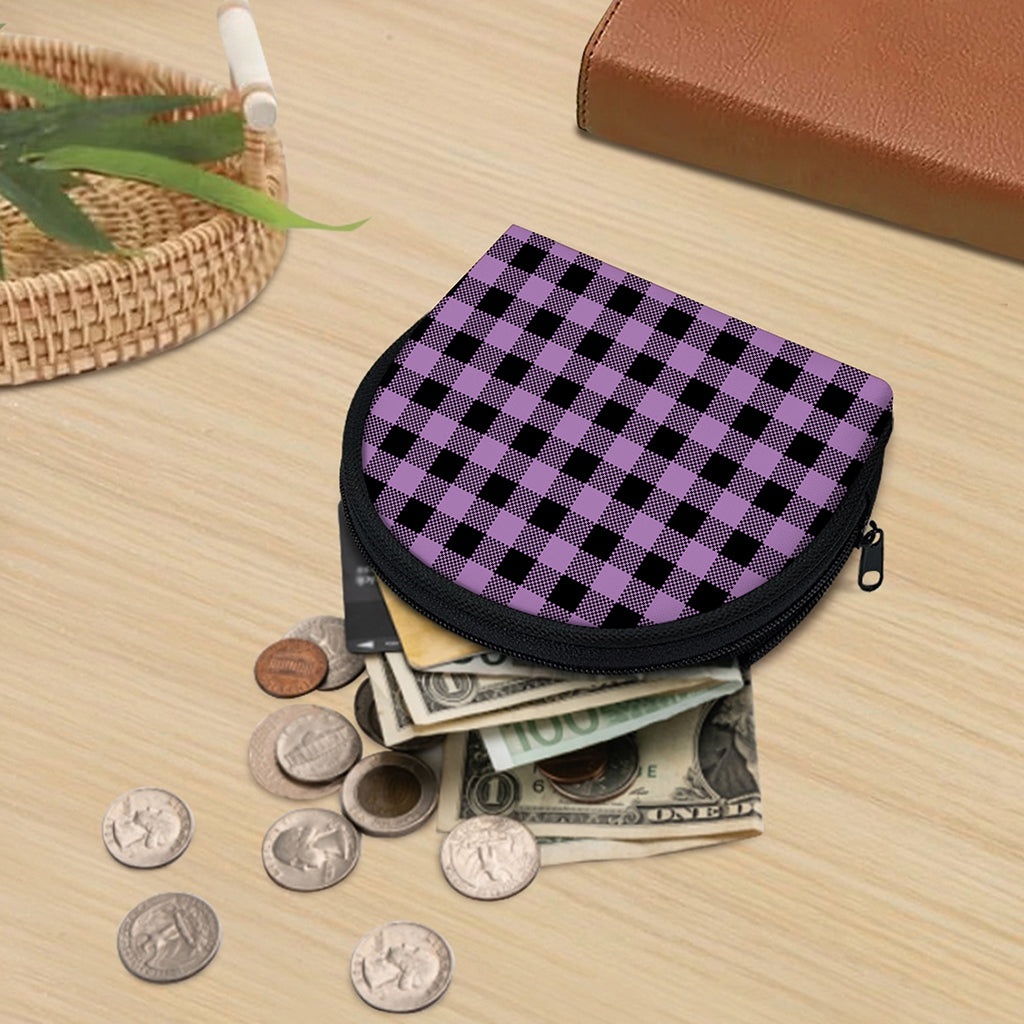 Purple Buffalo Plaid Print Coin Purse