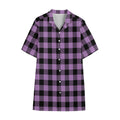 Purple Buffalo Plaid Print Cotton Hawaiian Shirt