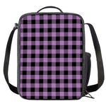 Purple Buffalo Plaid Print Crossbody Lunch Bag