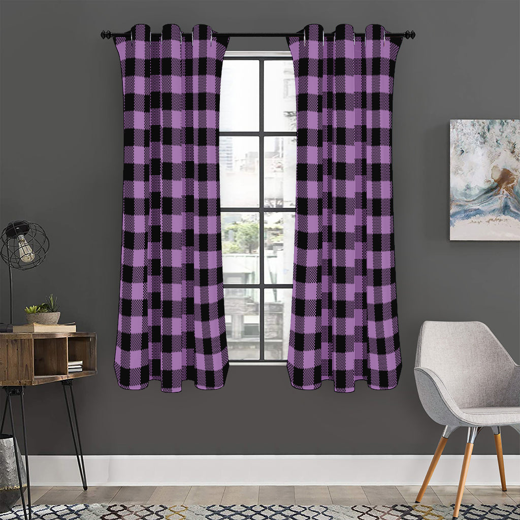Purple Buffalo Plaid Print Curtain