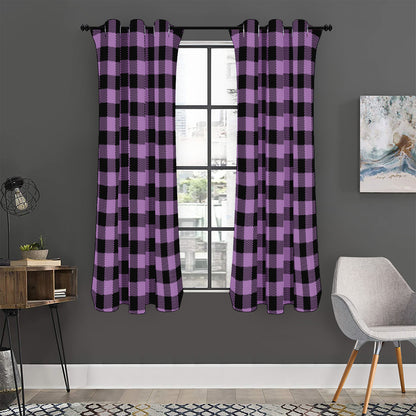 Purple Buffalo Plaid Print Curtain