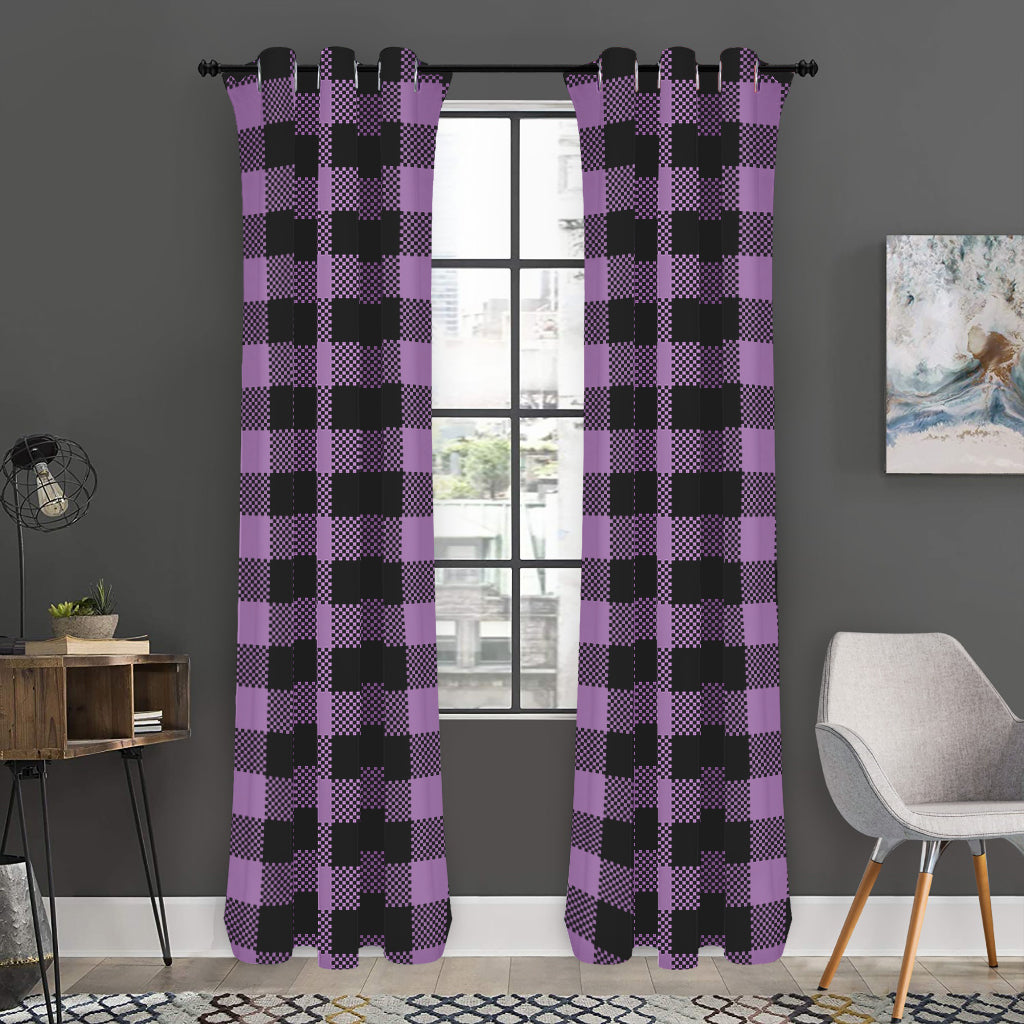 Purple Buffalo Plaid Print Curtain