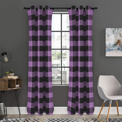 Purple Buffalo Plaid Print Curtain