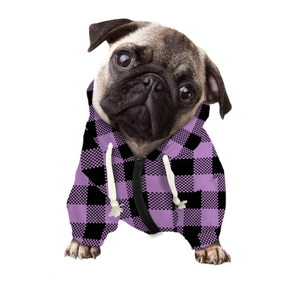 Purple Buffalo Plaid Print Dog Zip Up Hoodie