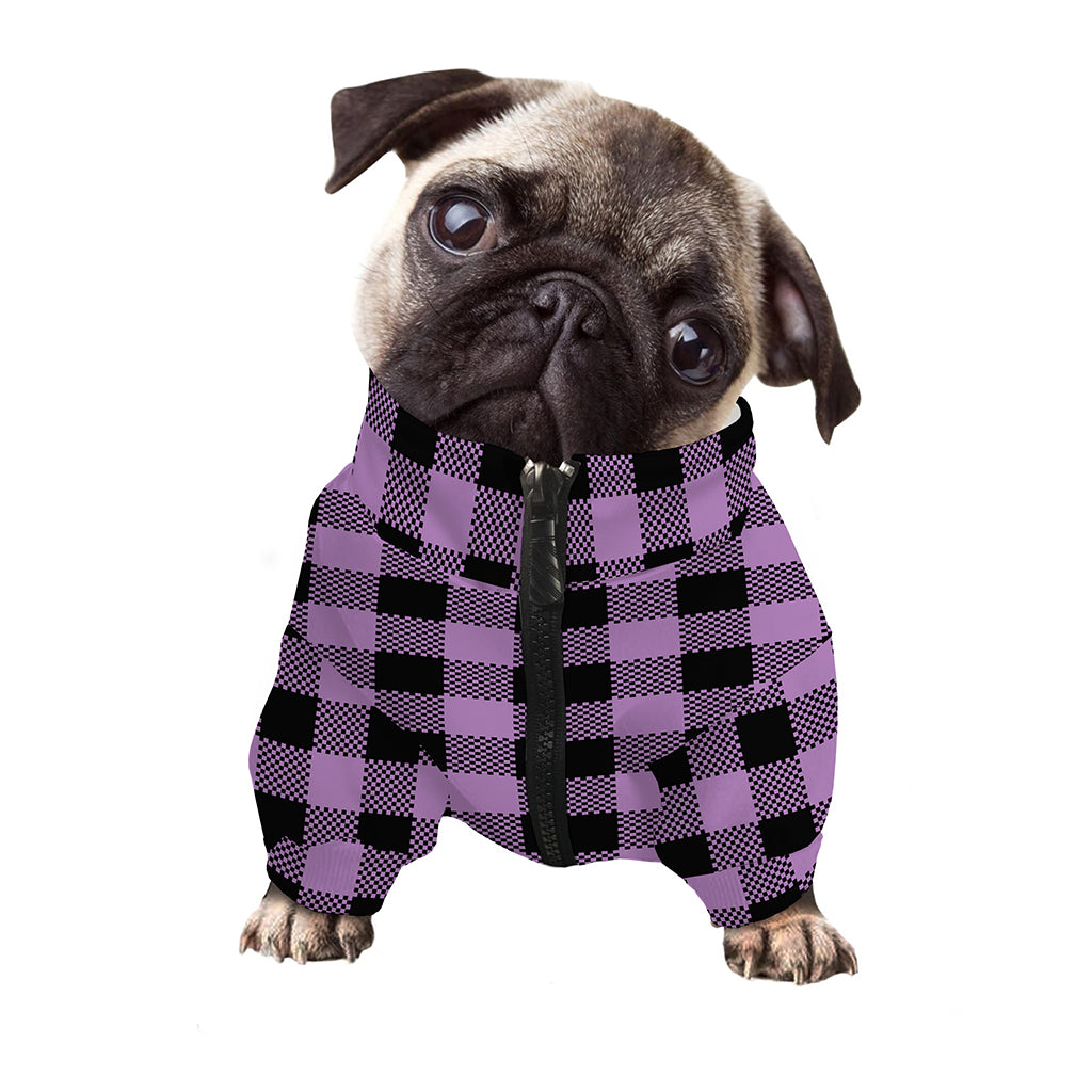 Purple Buffalo Plaid Print Dog Zip Up Jacket