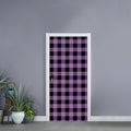 Purple Buffalo Plaid Print Door Sticker