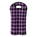 Purple Buffalo Plaid Print Double Neoprene Wine Tote