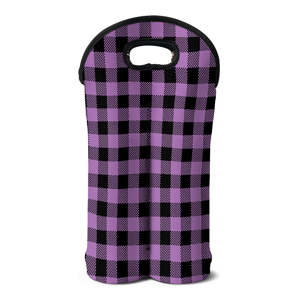 Purple Buffalo Plaid Print Double Neoprene Wine Tote