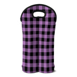 Purple Buffalo Plaid Print Double Neoprene Wine Tote