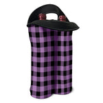 Purple Buffalo Plaid Print Double Neoprene Wine Tote