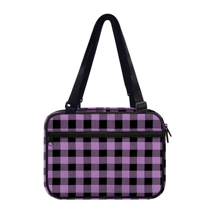 Purple Buffalo Plaid Print Double Strap Bible Bag