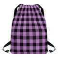 Purple Buffalo Plaid Print Drawstring Backpack