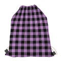 Purple Buffalo Plaid Print Drawstring Bag