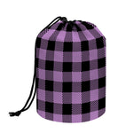Purple Buffalo Plaid Print Drawstring Makeup Bag