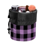 Purple Buffalo Plaid Print Drawstring Makeup Bag